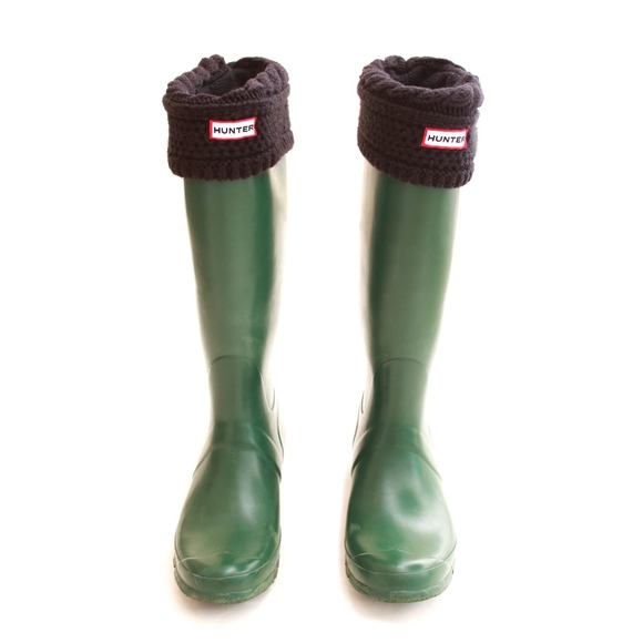 Hunter Green Original Tall Rain Boots 10F w/ Socks - Picture 3 of 8